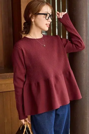 [ FREAK'S STORE ] 워셔블 페플럼 니트 풀오버