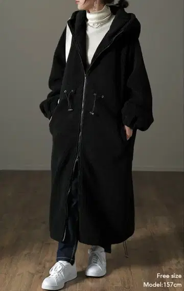 HUG.U 하그유 어른의 보아 코트 블랙