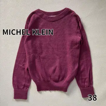 미셸 클라인 크루넥 스웨터 보라색 모 100% 워셔블 퍼플 38
