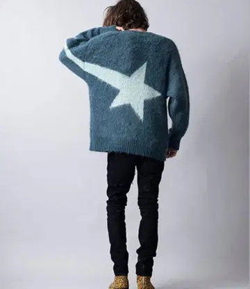 NO ID. 별 패턴 샤기 니트