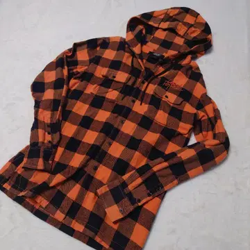 55DSL 오렌지 블랙 체크 플란넬 셔츠