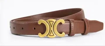 브라운 소가죽 C자형 버클 벨트