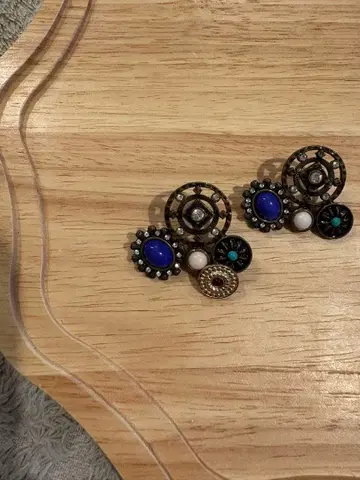 joujou 다층 디자인 파란 비쥬 귀걸이