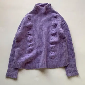 [ 캐시미어 100%/새상품급 ] 론 헤르만 아란 짜임 하이넥 니트 퍼플