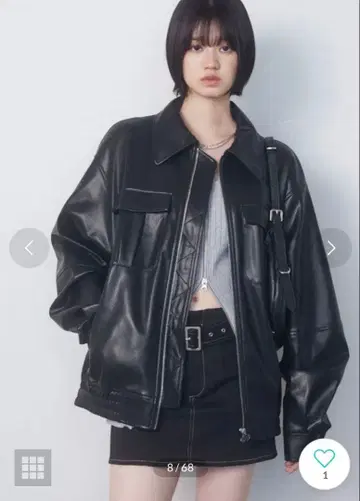 EMODA 페이크 레더 오버 블루종 (블랙)