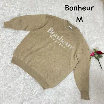 보누르 [ M ] 로고 프린트 니트 스웨터 세탁 가능 오버 사이즈 캐주얼