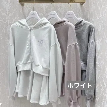 evelyn 라메 리본 맨투맨 세트 화이트 택 포함