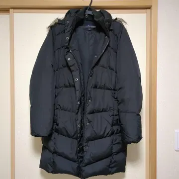 빅 사이즈 새상품급 Gap 블랙 후드 부착 롱 다운 자켓