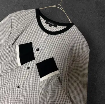 빅 사이즈! untitled 바이컬러/믹스 짜임/가디건/사이즈 4