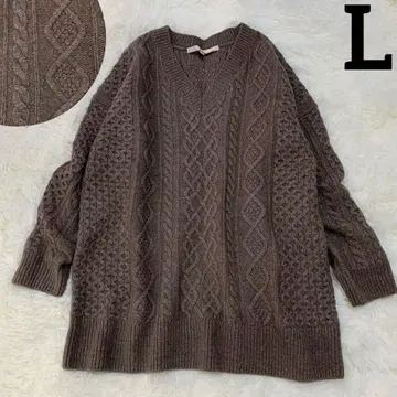자유구 울 V넥 케이블 니트 풀오버 스웨터 빅 사이즈