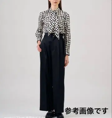 ANAYI 아나이 와이드 팬츠 센터라인 슬랙스 미 실루엣 다크 네이비