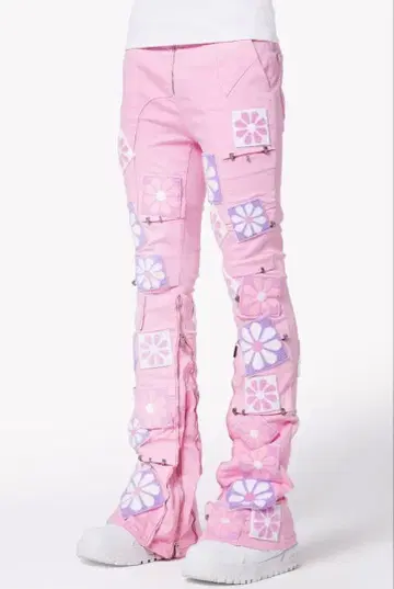 GUAPI 꽃무늬 스키니 데님 핑크 28인치