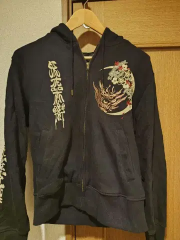 가로 풀 집업 후드티 하라키리 일본풍 패턴 자수