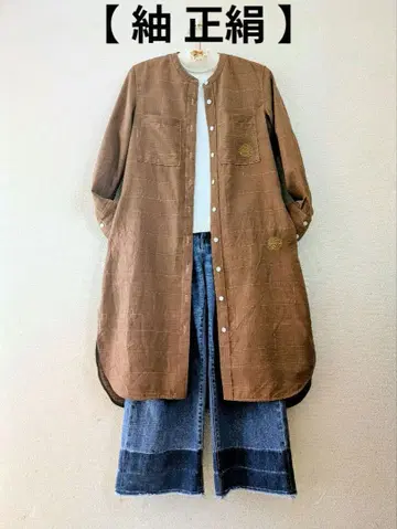 기모노 리메이크  순수 실크 편안함 슬림 깔끔 베스트 튜닉