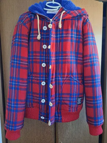 MACKDADDY 빨간색 체크 점퍼 코트