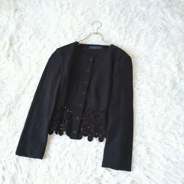 AMULETI 노카라 자켓 컷워크 블랙 M 울 혼방