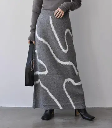 Meli rich 라인 자카드 니트 내로우 스커트