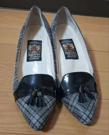 MIHAMA 체크 무늬 프린지 펌프스 23cm 미하마 새상품급