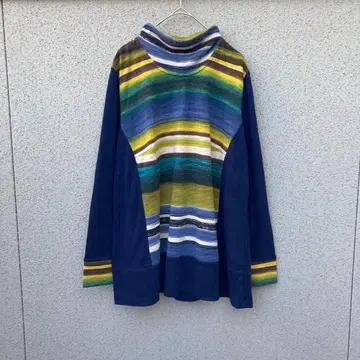 [ HALFMILE ] 44 스트라이프 하이넥 긴팔 티셔츠