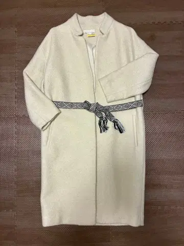 H&M 화이트 아이보리 벨트 롱 코트 새상품급