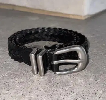 Y2K 블랙 뜨개질 가죽 벨트