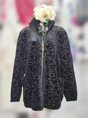 새상품 추가 OFF 보아 안감 서클 패턴 럭셔리 벨벳 집업 자켓