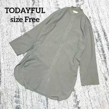 [투데이풀] 셔츠 원피스 그레이 그린 F 스탠드 카라 캐주얼