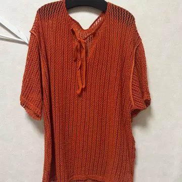 jeanasis 오렌지 메쉬 반팔 상의