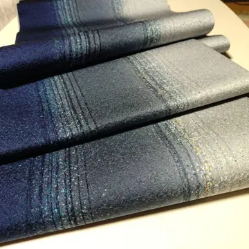 후쿠로 오비 샤레 오비 전통 그라데이션 네이비 순수 실크