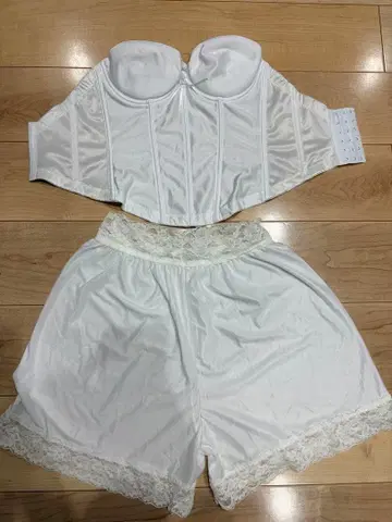 브라이덜 이너 상하의 세트 화이트 코르셋 세트