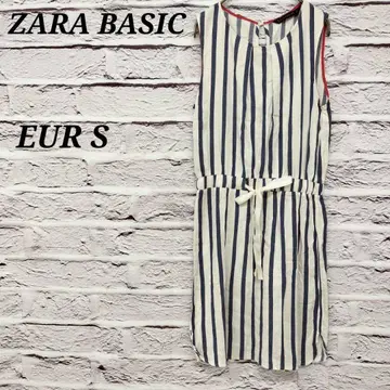 자라 베이직 [ EUR S ] 슬리브리스 무릎 기장 원피스 스트라이프