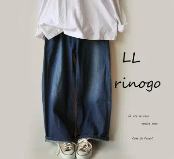 새상품 할인 LL 와이드 스트레이트 데님 팬츠 네이비 캐주얼 빅 사이즈