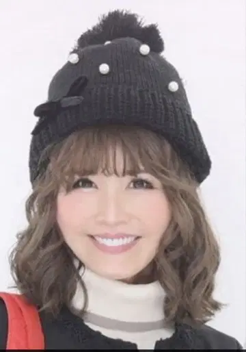 앤드러브 & LOVE 펄 비쥬 리본 보아 안감 니트 모자 블랙