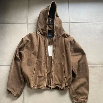 ZARA M 브라운 후드 부착 크롭 자켓