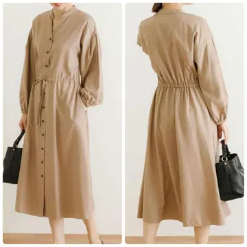 어반 리서치 드로스트 원피스 개더 맥시 길이 긴팔 38 베이지