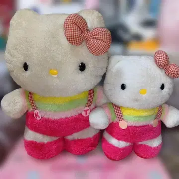헬로키티 2001년 자립형 봉제 인형 M과 S 세트 대소 2체 초레어