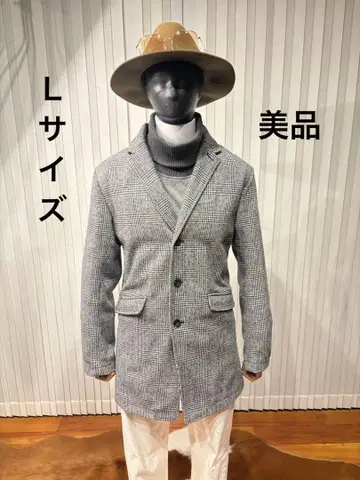 체크 무늬 체스터 코트 그레이 계열