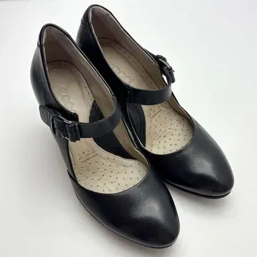 에코 스트랩 펌프스 멜리 제인 와이드 힐 가죽 블랙 38