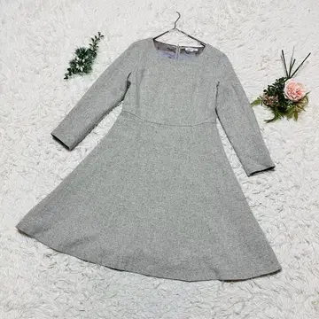 [내추럴 뷰티 베이직] 긴팔 플레어 원피스 무릎 기장 그레이 L