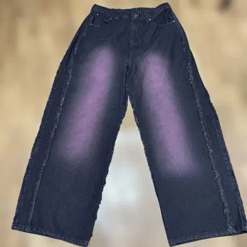 USED 블랙 와이드 레그 데님 팬츠