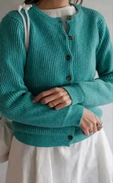 새상품급 room306CONTEMPORARY 리브 니트 가디건 그린