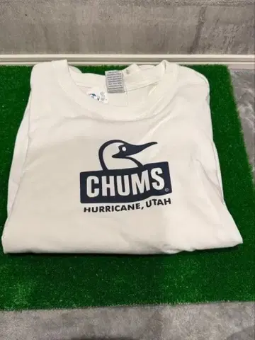 CHUMS 코튼 XL 화이트 긴팔 티셔츠