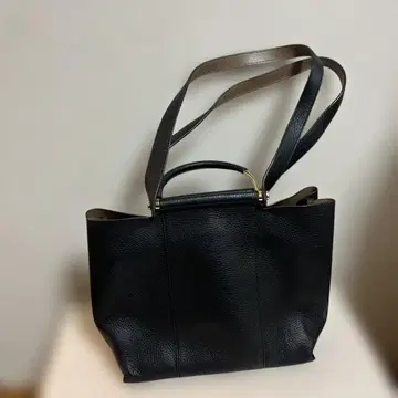 efffy 블랙 가죽 토트백