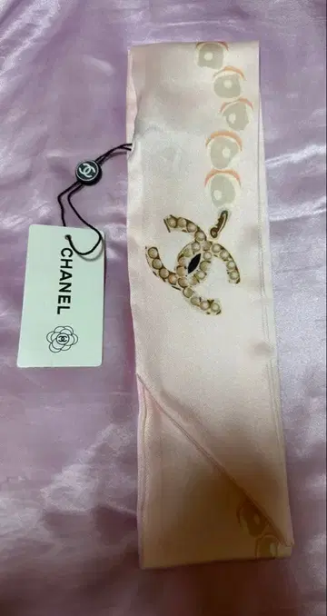 스카프 실크 핑크