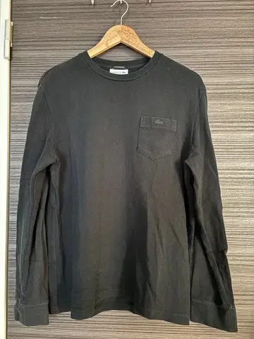 LACOSTE 블랙 긴팔 티셔츠 US L
