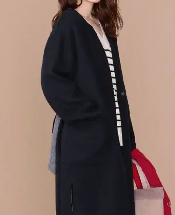 anysis 네이비 그레이 롱 코트