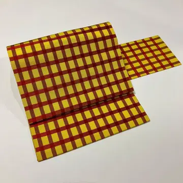 나고야 오비 8촌 하카타 직조풍 격자 무늬 앤티크 오비