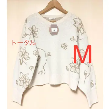 시마무라 yumi tal.by yumi 꽃무늬 니트 M 중간 화이트