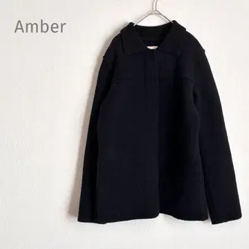 *앰버* 울 코트 (M) 모 100% 카라 부착 블랙 심플