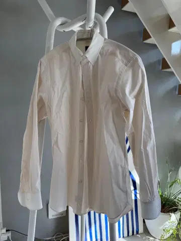 화이트 드레스 셔츠 긴팔 코튼